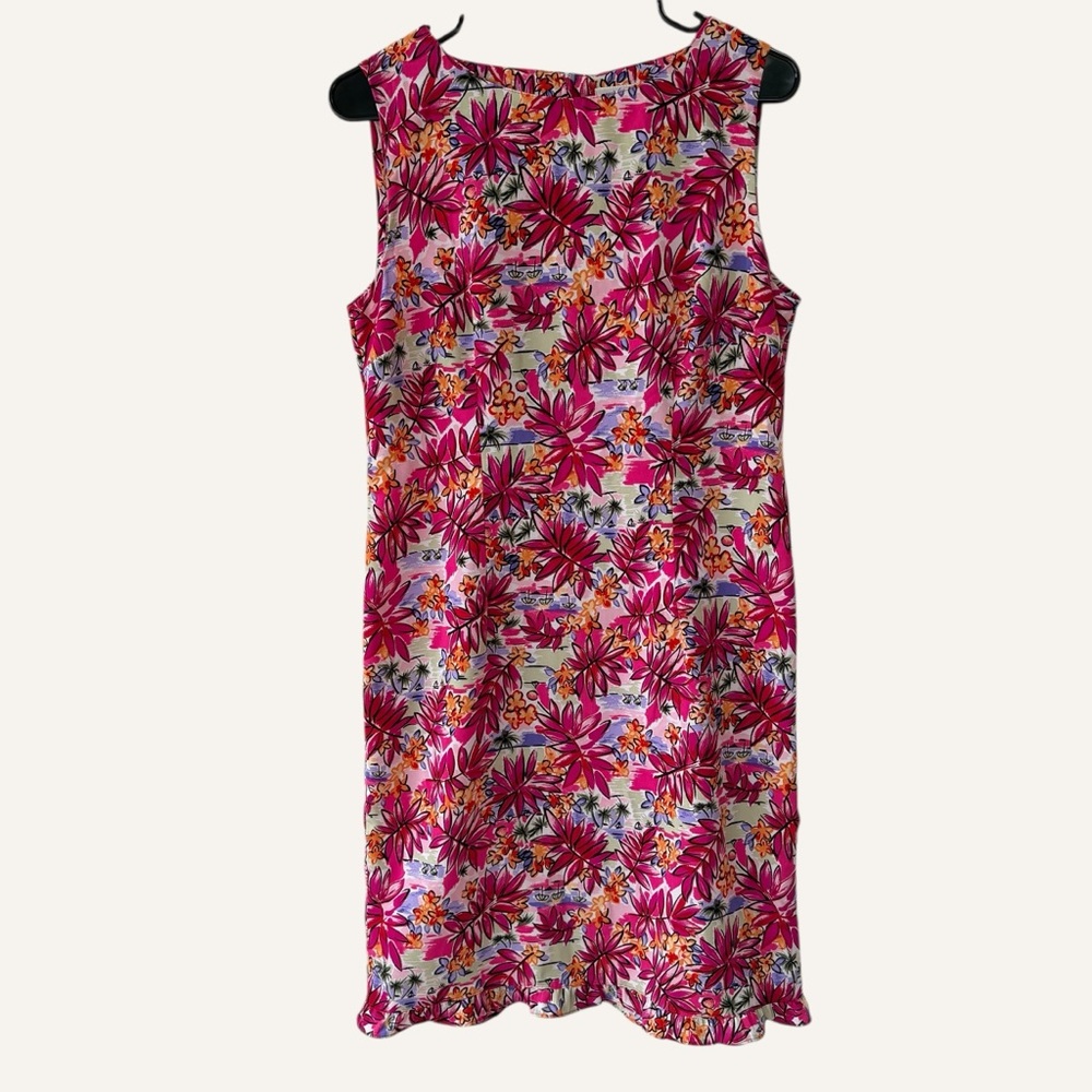 Kathie Lee Vintage 90s maximalist Pink‎ Vacation Print Shift Dress Size 6